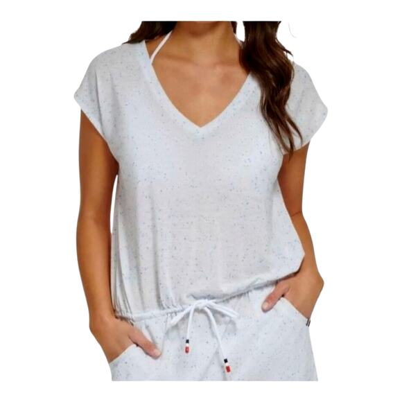 Tommy Hilfiger Women’s Drawstring Cover-Up Dress Soft White Multi Size S/M - Picture 2 of 4